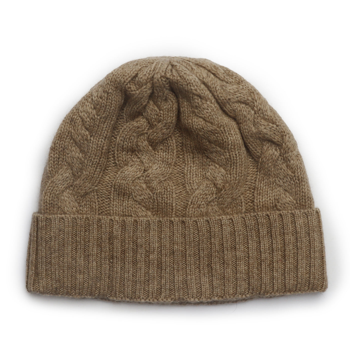 Natural beige Mongolian wool hat with a cable-knit pattern, made from eco-friendly wool, ideal for winter warmth and comfort.