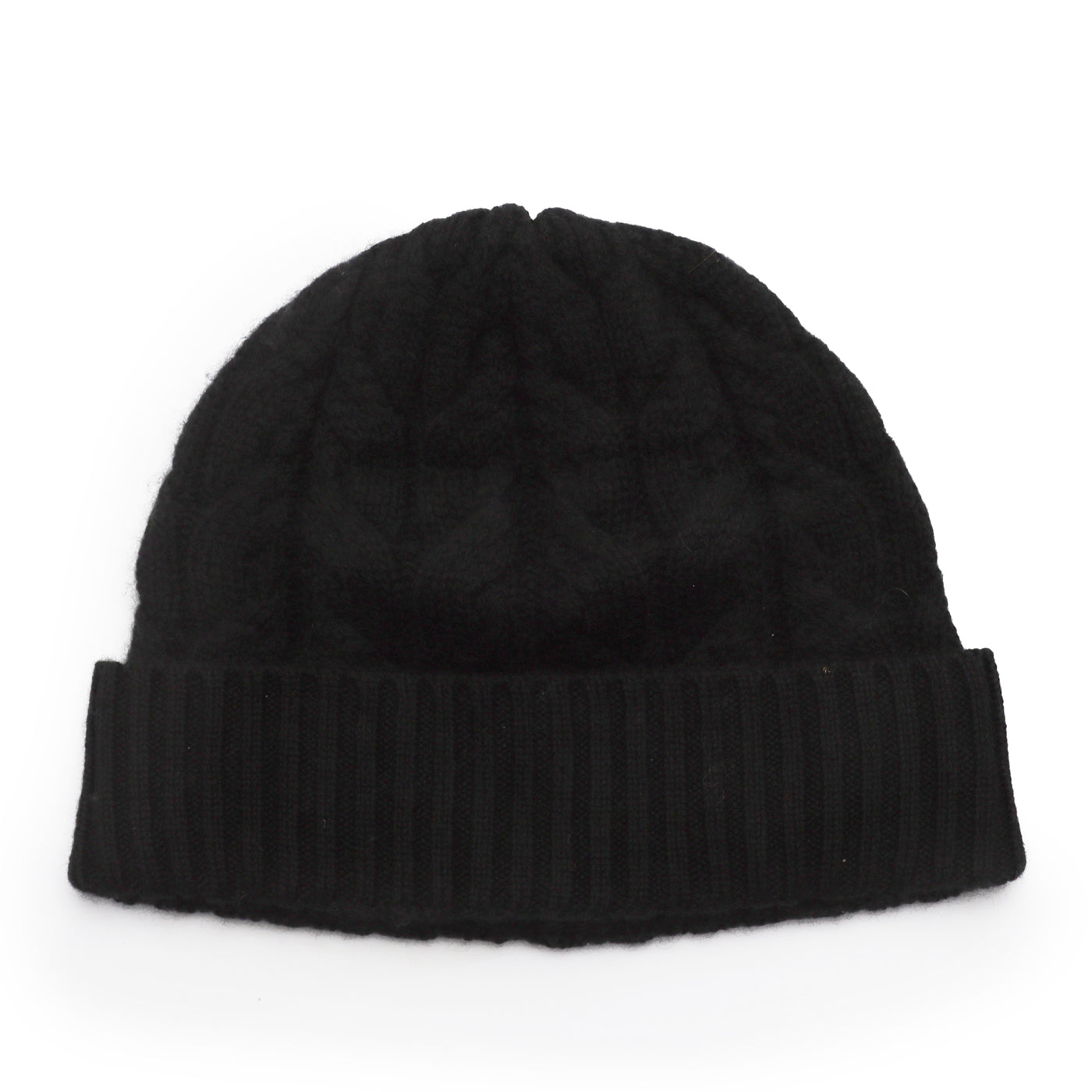 Black Mongolian wool hat with a cable-knit pattern, made from eco-friendly wool, ideal for winter warmth and comfort.