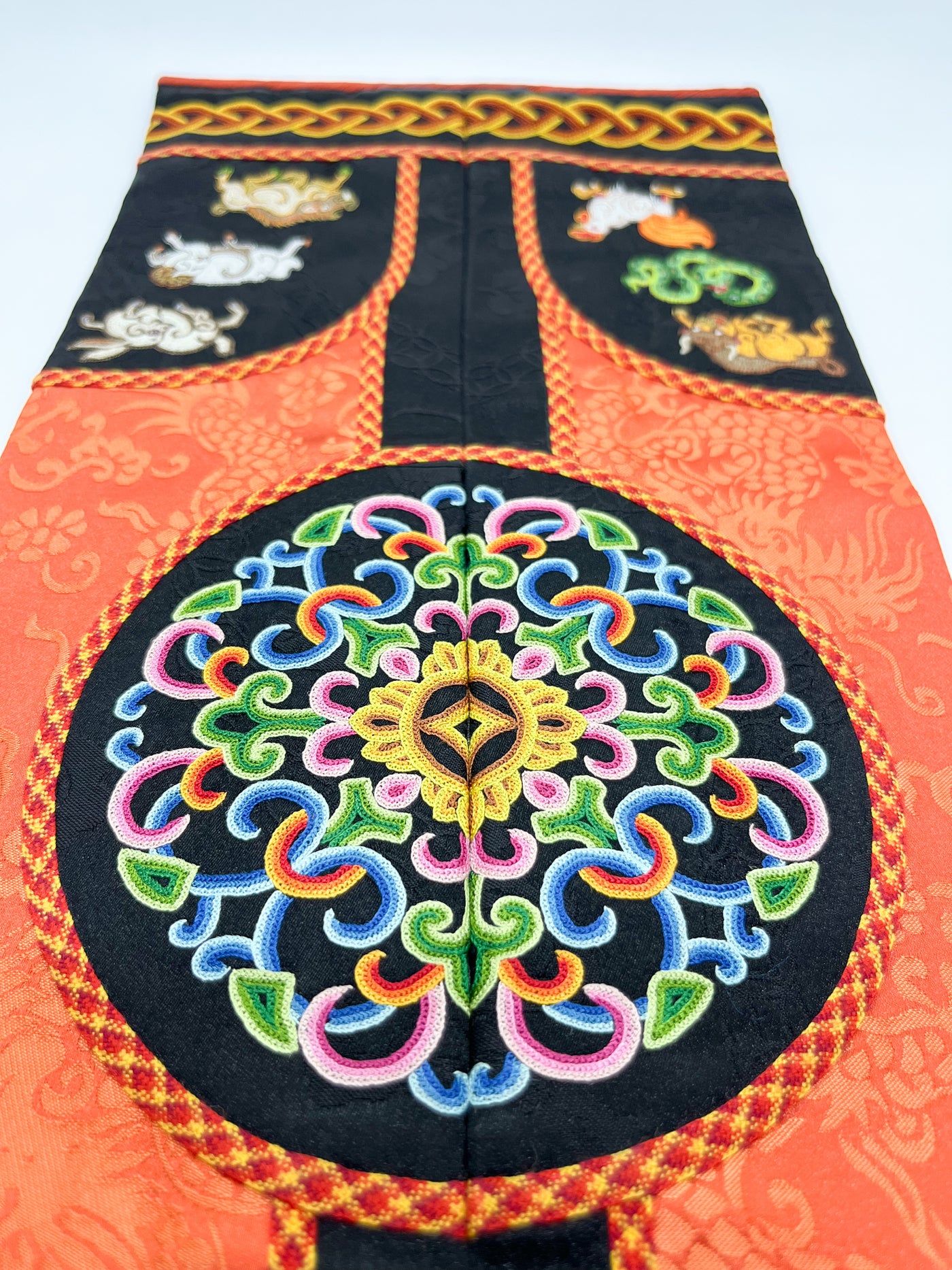 Mongolian Traditional Snuff Bottle Bag, Five Eyed Pattern