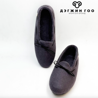 Felt Loafers for Women with  A Bow