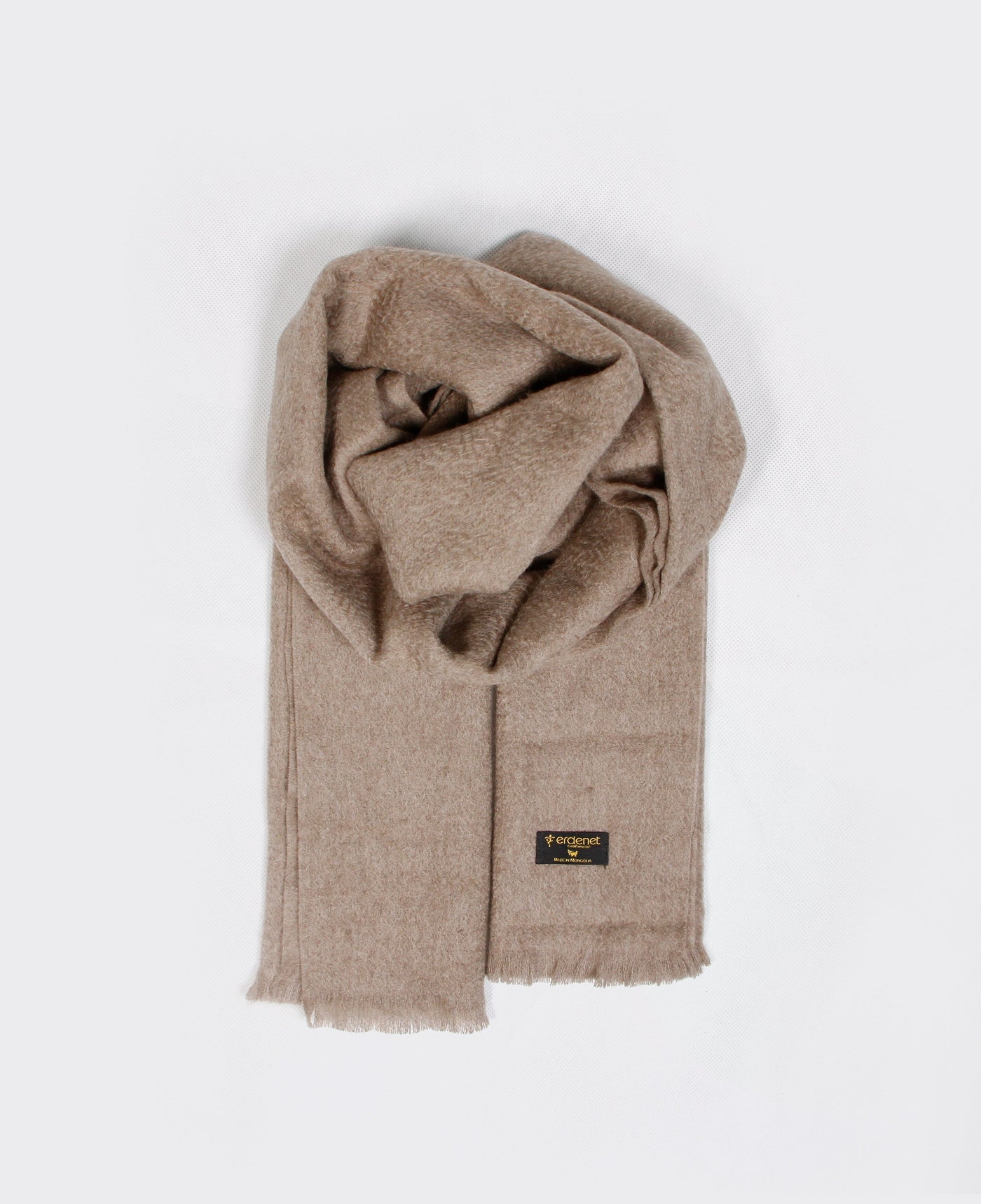 Soft beige cashmere scarf made from 100% Mongolian natural wool, cozy and lightweight